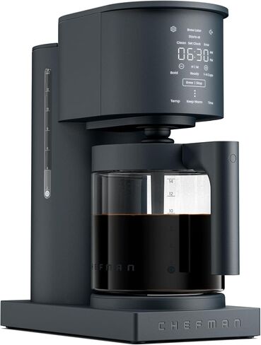 Chefman Caffeinator Programmable Drip Coffee Maker, 14-Cup Glass Carafe with 1-4 Cup Brewing, Classic & Bold Settings, 24-Hour Timer, Customizable Warming Plate, Reusable GoldTone Filter - Midnight in Saudi Arabia