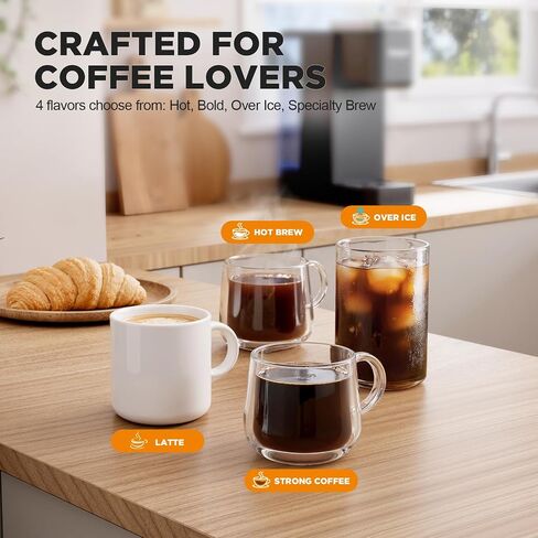Tastyle Single Serve Coffee Maker with Built-in Detachable Milk Frother & Magnetic K-Pod Organizer, 6 Cup Sizes, Fits 7.3" Travel Mug, Black in Saudi Arabia