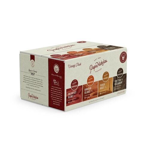Papanicholas Coffee Variety Regular Pack Single Serve Cups, Breakfast Blend, Hawaiian Islands, French Roast and Five Star Restaurant, 100% Arabica, Compatible with Keurig K-Cup Brewers, 80 Count in Saudi Arabia