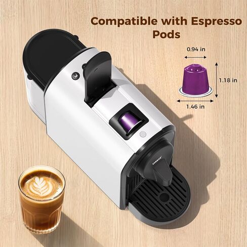 CHULUX Mini Espresso Machine for Nespresso Pod, 20 Bar Single Serve Coffee Maker, 1400W, White in Saudi Arabia