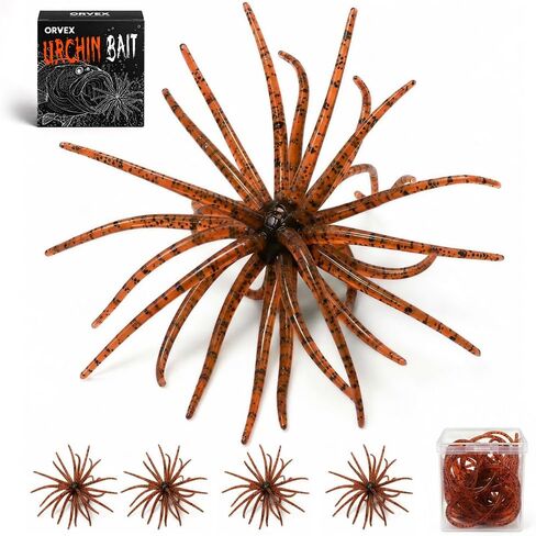 4 Pcs ORVEX Spinker One 3.54" (9cm) Floating TPE Creature Lures - 360° Multi-Tentacle Soft Bait for Bass, Walleye, Pike - Finesse Fishing Lures for Drop Shot. (Crawfish Red) in Kuwait