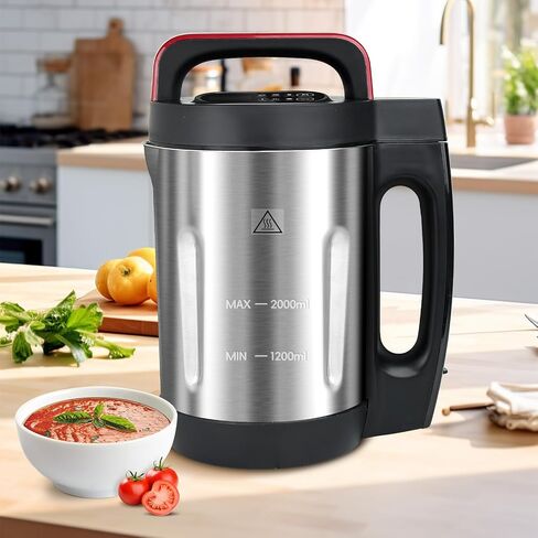 Homtone 1.6L Soup Maker Machine, Stainless Steel Programmable Soup Maker with Smooth & Chunky Settings, Anti-Dry Burn, Overfill Sensors, Self-Cleaning Mode for Quick Soups, Baby Food, Home Use Black in Saudi Arabia