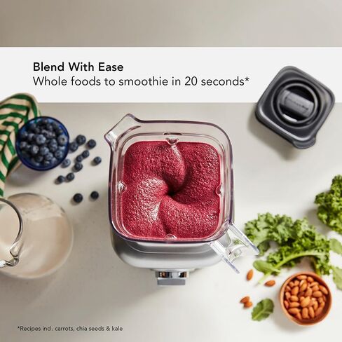 KitchenAid K400 Variable Speed Blender w/Tamper, KSB4028, Contour SIlver | Preset Recipe Programs: Ice Crush, Icy Drinks, and Smoothie, 5-speed variable speed dial, Intelli-Speed Motor Control in Saudi Arabia