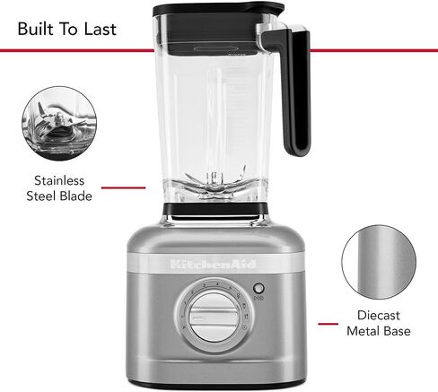 KitchenAid K400 Variable Speed Blender w/Tamper, KSB4028, Contour SIlver | Preset Recipe Programs: Ice Crush, Icy Drinks, and Smoothie, 5-speed variable speed dial, Intelli-Speed Motor Control in Saudi Arabia