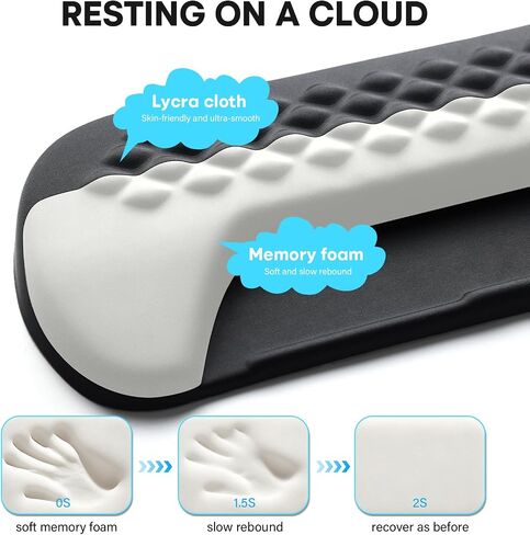 JIKIOU Wrist Rest for Keyboard and Mouse, Soft Memory Foam Wrist Rest Black | Massage Design, Non-Slip PU Base, Built-In Phone Holder & Storage Slot, Ergonomic Slope Design for Easy Typing, Pain Relief in Kuwait