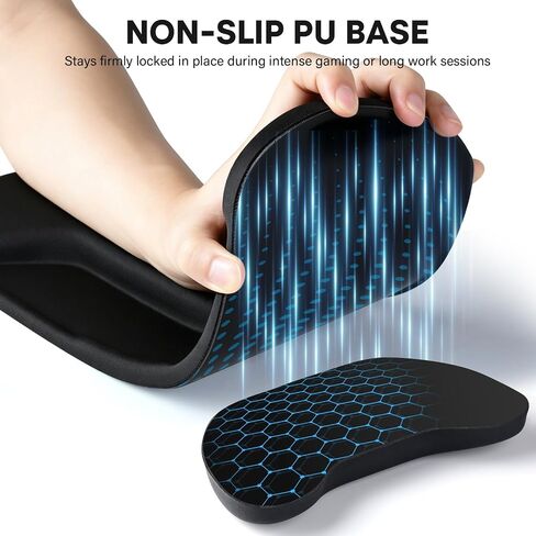 JIKIOU Wrist Rest for Keyboard and Mouse, Soft Memory Foam Wrist Rest Black | Massage Design, Non-Slip PU Base, Built-In Phone Holder & Storage Slot, Ergonomic Slope Design for Easy Typing, Pain Relief in Kuwait