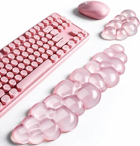 Cloud Keyboard and Mouse Wrist Rest Set, Clear Gel Keyboard Mouse Wrist Rest Support Pad for Typing Pain Relief, Cute Aesthetic Desk Decor Accessory for Home Office Dorm(Pink) in Saudi Arabia