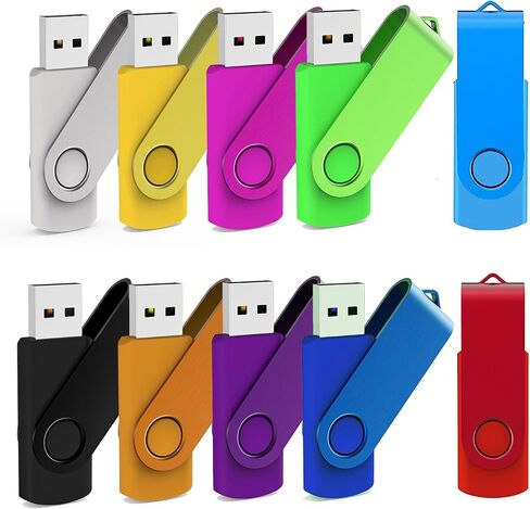 10 Pack 16GB USB Flash Drives, MAKACTUA 10 Colors USB 2.0 Thumb Drives with Swivel Cap Memory Stick Jump Drive Pen Drive Zip Drive in Saudi Arabia