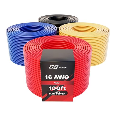 GS Power 16 Gauge Wire 400ft Oxygen Free Pure Copper Speaker Wire 16 AWG | 12v 100ft Roll, 4 Colors, OFC 12v 16AWG Stranded Copper Construction, Insulation, Multi-Purpose Wiring, Flexible Design in Saudi Arabia