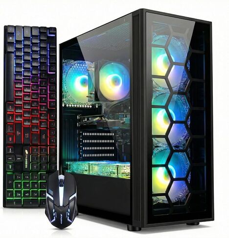 STGAubron Gaming PC Desktop,R5 5500,RTX 2060S 8G,16G DDR4,1T SSD | Gaming Computer Tower for Streaming,Video Editing,Home,School,R5 up to 4.2G,ARGB Fan,WiFi 6,4K DP,HDMI,Win11 Home in Saudi Arabia