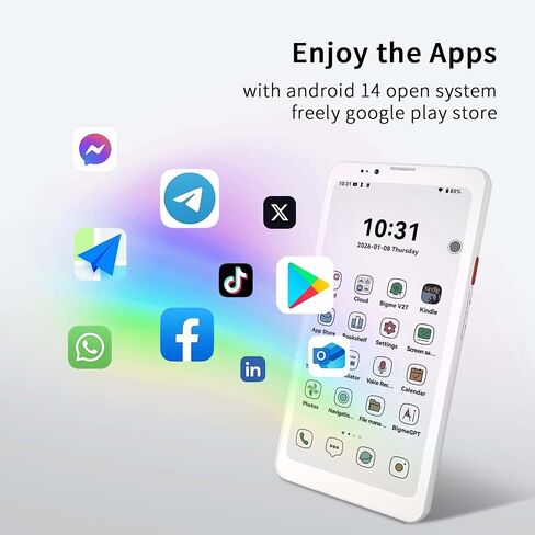 Bigme HiBreak Pro Color 6.13" ePaper E-Ink Phone with Fingerprint Unlock, NFC, 8GB+256GB, eBook Readers Android E Ink eReader Mobile Phone with Android 14, 5G Dual SIM, 300PPI, Long Battery Life White in Saudi Arabia