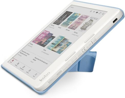 Kobo Libra Colour White eReader & Dusk Blue SleepCover Bundle | 7" Glare-Free Colour E Ink Kaleido 3 Display | Dark Mode Option | Waterproof | Built-in-2-Way Stand Cover in Saudi Arabia