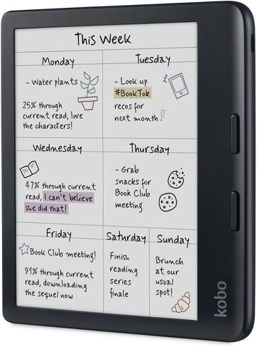 Kobo Libra Colour Black eReader & Black Notebook SleepCover Bundle | 7" Glare-Free Colour E Ink Kaleido 3 Display | Dark Mode Option | Waterproof | Built-in-2-Way Stand Cover in Saudi Arabia