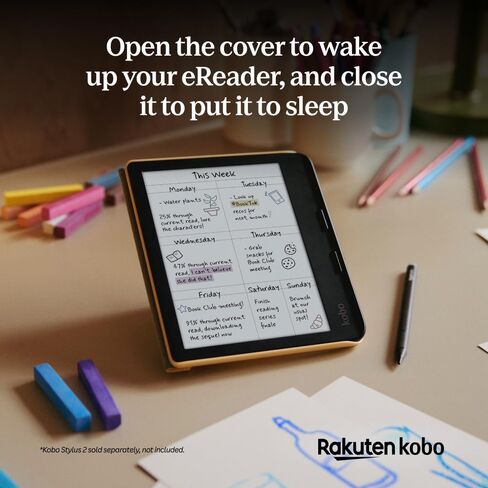 Kobo Libra Colour Black eReader & Butter Yellow SleepCover Bundle | 7" Glare-Free Colour E Ink Kaleido 3 Display | Dark Mode Option | Waterproof | Built-in-2-Way Stand Cover in Saudi Arabia