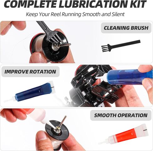 RUNCL 8-in-1 Fishing Reel Repair Kit – Bearing Puller, Magnetic Screwdriver, Wrench, Tweezers, Complete Reel Care Accessories – for Spinning & Baitcasting Reels in Kuwait