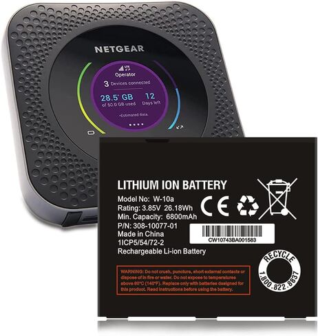 W-10a Battery, Upgraded [6800mAh] New 0 Cycle Ultra Higher Capacity Li-ion Replacement Battery for Netgear MR1100 AT&T Nighthawk M1 LTE Mobile Hotspot Route, Model No: W-10a W-10 in Kuwait