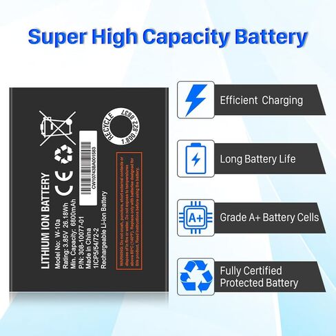 W-10a Battery, Upgraded [6800mAh] New 0 Cycle Ultra Higher Capacity Li-ion Replacement Battery for Netgear MR1100 AT&T Nighthawk M1 LTE Mobile Hotspot Route, Model No: W-10a W-10 in Kuwait