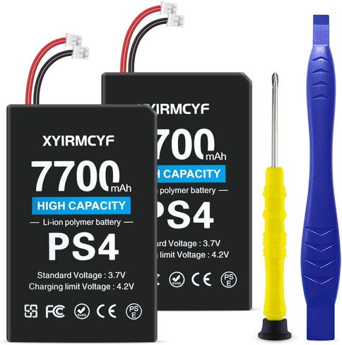 بطارية XYIRMCYF قطعتان متوافقة مع PS4/LIP1522 (ترقية جديدة)، بطارية 7700 مللي أمبير جديدة 0 دورة عالية السعة لجهاز PlayStation 4 PS4 وPS4 pro Dualshock 4 CUH-ZCT1E CUH-ZCT1H CUH-ZCT1U in Kuwait