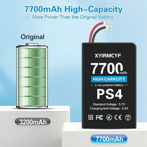 بطارية XYIRMCYF قطعتان متوافقة مع PS4/LIP1522 (ترقية جديدة)، بطارية 7700 مللي أمبير جديدة 0 دورة عالية السعة لجهاز PlayStation 4 PS4 وPS4 pro Dualshock 4 CUH-ZCT1E CUH-ZCT1H CUH-ZCT1U in Kuwait