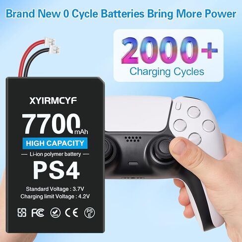 بطارية XYIRMCYF قطعتان متوافقة مع PS4/LIP1522 (ترقية جديدة)، بطارية 7700 مللي أمبير جديدة 0 دورة عالية السعة لجهاز PlayStation 4 PS4 وPS4 pro Dualshock 4 CUH-ZCT1E CUH-ZCT1H CUH-ZCT1U in Kuwait