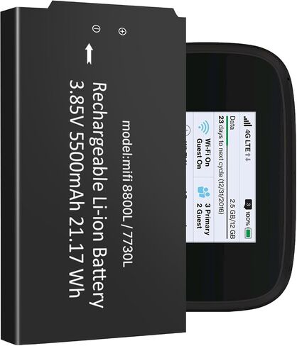 بطارية Mifi 8800L، 5500 مللي أمبير 2026 ترقية جديدة لبطارية عالية السعة لاستبدال Novatel Verizon Jetpack MiFi 8800L/ 7730L Mobile Hotspot، P/N: 40123117-1 Pack in Kuwait