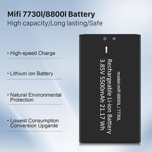 بطارية Mifi 8800L، 5500 مللي أمبير 2026 ترقية جديدة لبطارية عالية السعة لاستبدال Novatel Verizon Jetpack MiFi 8800L/ 7730L Mobile Hotspot، P/N: 40123117-1 Pack in Kuwait