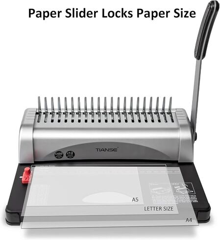 TIANSE Binding Machine, 21-Holes, 450 Sheets, Comb Binding Machines with Starter Kit 100 PCS 3/8'' Comb Binding Spines, Comb Binder Machine Book Maker Perfect for Letter Size, A4, A5 or Smaller Sizes in Saudi Arabia