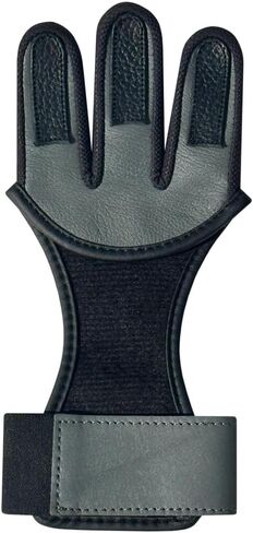 Hunt & Seek Cow Leather Thick Three Finger Archery Shooting Glove for Recurve & Compound Bow – Finger Tab Accessory - Gray, Large in Saudi Arabia