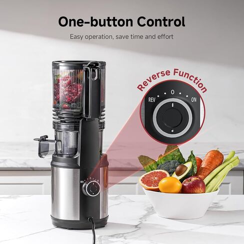 AMZCHEF Cold Press Juicer Machine, 6-Inch Chute for Whole Fruits/Veggies | Triple stainless steel filter, quiet DC motor and easy-clean parts for smooth, high-yield juice from fruits and vegetables in Saudi Arabia