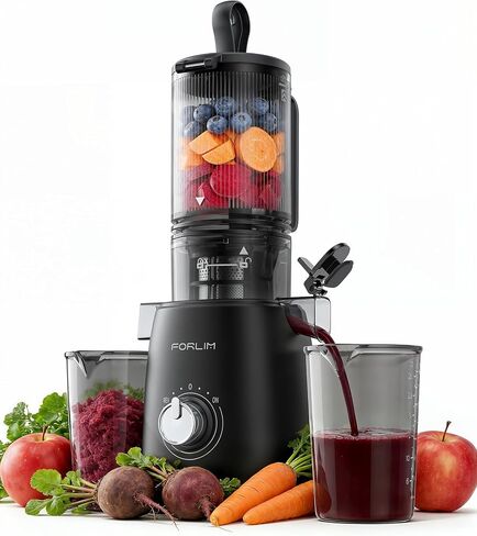 FORLIM Cold Press Juicer, 4.3" Large Chute, Juice, Nut Milk & Frozen Treats | Self-Feeding for Busy Family Kitchens; 57 oz Hopper, Two 27 oz Cups, Single Auger, Metal Filter, One-Dial Reverse, Easy Rinse in Saudi Arabia