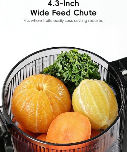 FORLIM Cold Press Juicer, 4.3" Large Chute, Juice, Nut Milk & Frozen Treats | Self-Feeding for Busy Family Kitchens; 57 oz Hopper, Two 27 oz Cups, Single Auger, Metal Filter, One-Dial Reverse, Easy Rinse in Saudi Arabia