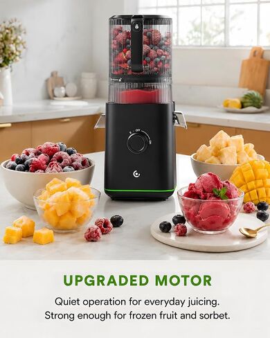 AMZCHEF Juicer Machines, 6.5" Wide Juice Press Fits Whole Fruits, Nut Milk | 3-in-1 Cold Press Juicer, Wide Chute Fits Whole Fruits & Vegetables, DC Motor, Stainless Steel Blade & Self Feeding Auger in Saudi Arabia