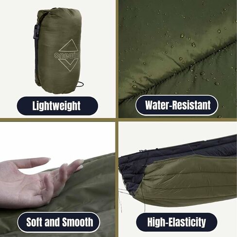 onewind Camping Hammock Underquilt, 3 Season Hammock Insulation, OD Green | 20D Nylon Fabric, Synthetic Imitation Silk Floss Insulation, Full Length, Water Resistant, 82''*52'', 1kg/2.2lbs, 45F-60F in Saudi Arabia