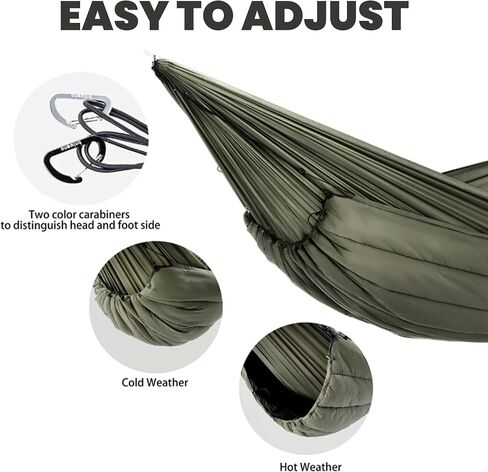 onewind Camping Hammock Underquilt, 3 Season Hammock Insulation, OD Green | 20D Nylon Fabric, Synthetic Imitation Silk Floss Insulation, Full Length, Water Resistant, 82''*52'', 1kg/2.2lbs, 45F-60F in Saudi Arabia