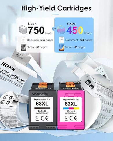 63XL Ink Cartridges Black and Color for HP Ink 63 Replacement for HP 63XL Ink Cartridge Combo Pack Works for HP OfficeJet 3830 4650 5255 5258; Envy 4520 4512; DeskJet 3630 2130 1112 Printer (2 Pack) in Saudi Arabia