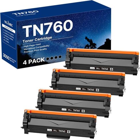 WEAREC Compatible Toner Cartridge Replacement for Brother TN760 TN-760 TN730 with HL-L2350DW HL-L2370DW MFC-L2750DW DCP-L2550DW Printer (Black 4 Pack) in Saudi Arabia