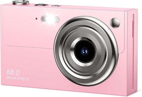 Digital Camera for Kids & Beginners 64GB SD Point and Shoot Digital Cameras | Compact pink digital camera & vlogging camera for kids. Durable drop-resistant design with tripod & 16X zoom for travel. in Saudi Arabia