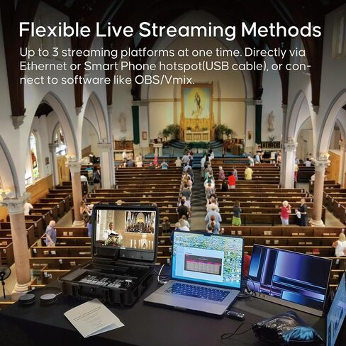 Osee GoStream Duet Kit All in One Pro Live Streaming Multi-Camera Video Mixer Switcher Recorder Player Kit 4 HDMI&SDI in USB-C I/O with 14 Inch Monitor Built-in DC-to-Type C Cable NDI(Free Activated) in Saudi Arabia