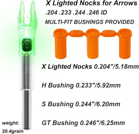 6PCS X Lighted Nocks for Arrows with .204 .233 .244 .246 Inside Diameter with H, S, GT Bushings High-Visibility Lighted Arrow Nocks in Saudi Arabia