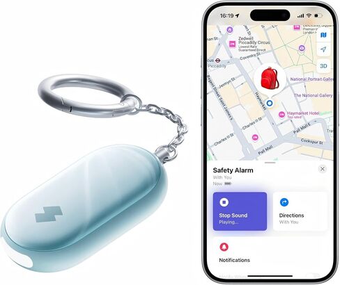 SwitchBot 130 dB Personal Safety Alarm for Women with Apple Find My APP, Extra-Loud Siren & Strobe Light, Waterproof Self Defense Keychain for Women, College Girls and Kids (Black) in Saudi Arabia