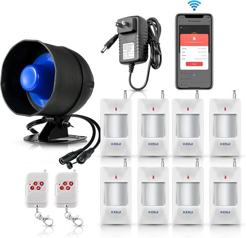 WiFi Security Alarm System Kit-Wireless 120db Loud Weatherproof Siren Horn with Remote Control&Motion Sensor Alarm Home Hotel Garage Shop Burglar Alarm System in Saudi Arabia