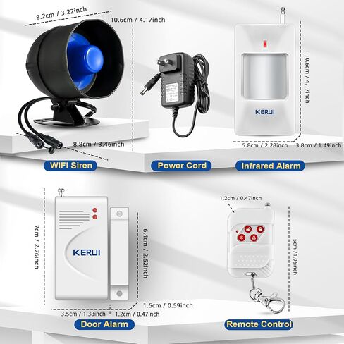WiFi Security Alarm System Kit-Wireless 120db Loud Weatherproof Siren Horn with Remote Control& Door Contact Sensor&Motion Sensor Alarm Home Hotel Garage Shop Burglar Alarm System in Saudi Arabia