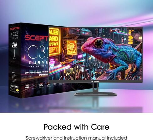 New! Sceptre Curved 32 inch Prime Gaming Monitor 1080p 1500R 110% sRGB HDMI X2 up to 240Hz, DisplayPort X2 up to 260Hz FreeSync Premium 1ms Build-in Speakers, Machine Black 2027 (C325B-FW260D.A1) in Saudi Arabia