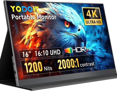 Yodoit Portable Monitor 15.6" 1920×1080 FHD IPS Travel Screen Display with USB-C Plug & Play, Built-in Speakers Smart Cover for MacBook PC Xbox, Extended Display for Remote Workers (Black) in Saudi Arabia