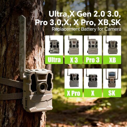 Rechargeable Lipo Lithium Battery Pack Trail Camera Battery | Compatible with Reveal Hunting Camera Ultra, X, X Pro, Pro 3.0, X Gen 2.0 3.0, XB, SK (Pack of 2, 6000mAh) in Kuwait