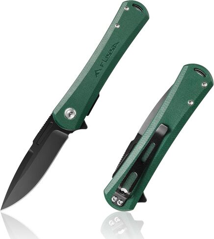 FLISSA KÖSMO 4.5" G10 Handle Folding Pocket Knife for Men Women (Black) | EDC Knife with D2 Steel Blade, Liner lock & Pocket Clip, Tactical Knives for Outdoor, Survival, Hunting and Camping in Saudi Arabia