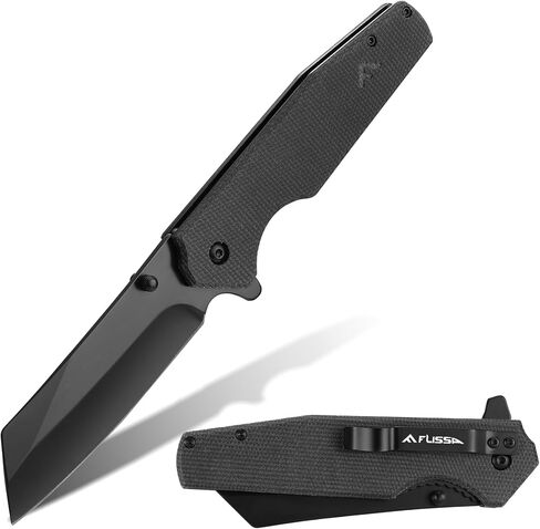 FLISSA 3.5 Inch Folding Pocket Knife Stonewash G10 Handle EDC | Stainless Blade with Liner Lock and Belt Clip. Reverse Tanto Style. Ideal for Hunting, Fishing, Hiking. in Saudi Arabia
