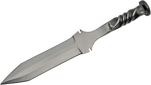 SZCO 11.25" Handmade Railroad Spike Spear-Point Knife with Twisted Handle & Leather Sheath – 6.5" Carbon Steel Blade – Durable Collectible for Display, Gifts, or Outdoor Use in Kuwait