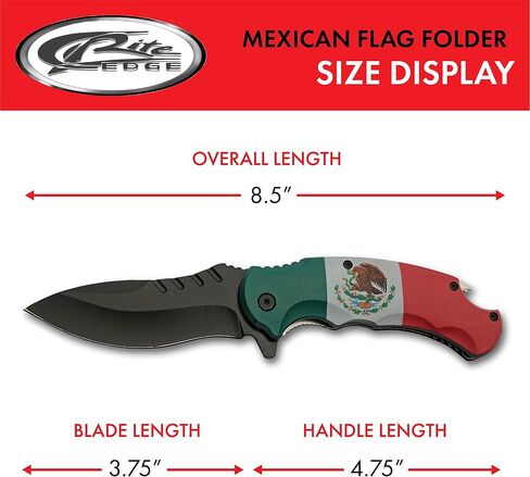 SZCO 4.75" Mexican Flag Folding Pocket Knife – Compact Everyday Carry Folding Knife with Mexican Flag Handle, 3.75" Stainless Steel Blade, Bottle Opener & Belt Clip in Kuwait