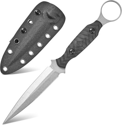 Gtkii GTK340 Fixed Blade Knife AUS-10 Steel Blade G10 Handle Full Tang EDC Tool Knifes for Outdoor Camping Hiking Survival(Black) in Kuwait